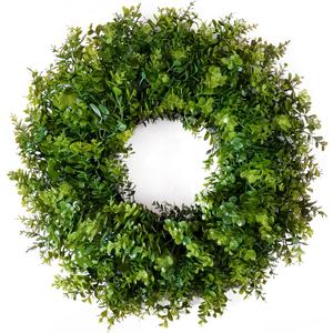 22IN Artificial Boxwood Wreaths for Front Door,Spring Summer All Season Wreath,Green Wreath Suitable for WallDoorFarmhouse IndoorOutdoor Decor