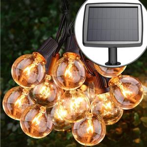 Solar String Lights, Waterproof and Shatterproof LED Outdoor Solar Light with 25 G40 Bulbs, 27 Ft Long Umbrella Sting Lights Patio Lights