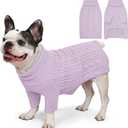Dog Sweater Turtleneck Pullover Cable Knit for Boys Girls Medium Dogs Frenchie Dachshund Corgi Beagle Winter Stretch Clothes Long Sleeves (M, Purple)