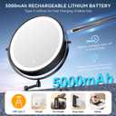 10'' 30X/1X Wall Mounted Lighted Makeup Mirror, 5000mAh Rechargeable Double-Sided Magnifying Mirror with Light, LED Vanity Mirror Touch Dimmable 3 Colors 360° Rotation Extended Foldable Arm, Black