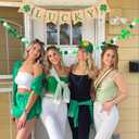 Lucky Banner, 4 Pcs St. Patricks Day Decoration Burlap Bunting Pennant and Felt Shamrock with Green White Pom Pom Ball Garland Irish Lucky Day Party Hanging Decor for Home Mantel Office Classroom