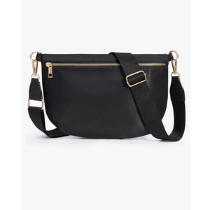 KALIDI Black Crossbody Bags for Women Travel Flat Fanny Packs for Woman Men Nylon Cross Body Purse Fashion Belt Bum Bag