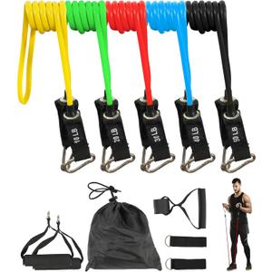 Fitvids Resistance Loop Bands Set - 5-Level Exercise Bands for Home Fitness, Physical Therapy & Strength Training (10-50lbs)