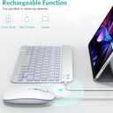 TECURS Bluetooth Keyboard and Mouse Combo for iPad, 7-Color Backlit Rechargeable Wireless Keyboard & Mouse Compatible with iPad 10th/9th/8th Gen, iPad Pro/Air/Mini and ipadOS 13 and Above (White Grey)