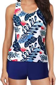 Yonique Tankini Swimsuits for Women 3 Piece Swimsuits Swimming Tank Top with Boys Shorts and Bra Modest Swimwear, blue XL