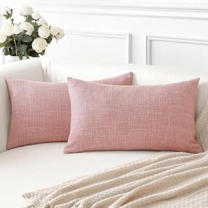 OTOSTAR Linen Throw Pillow Covers Set of 2 Decorative Lumbar Pillowcases Cushion Covers 16x24 Inch for Home Decor Sofa Bedroom Car 40 x 60 CM Pink OTOSTAR Linen Throw Pillow Covers Set of 2 Decorative Lumbar Pillowcases Cushion Covers 16x24 Inch for Home Decor Sofa Bedroom Car 40 x 60 CM Pink