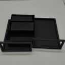 Computer Monitor Stand Riser for 2, Dual, Double, 3, Triple, Multi, Multiple Desktop Monitors with Adjustable Length & Angle, Laptop Corner Stands Lift Organizer, Long Wood Black Shelf Desk Storage