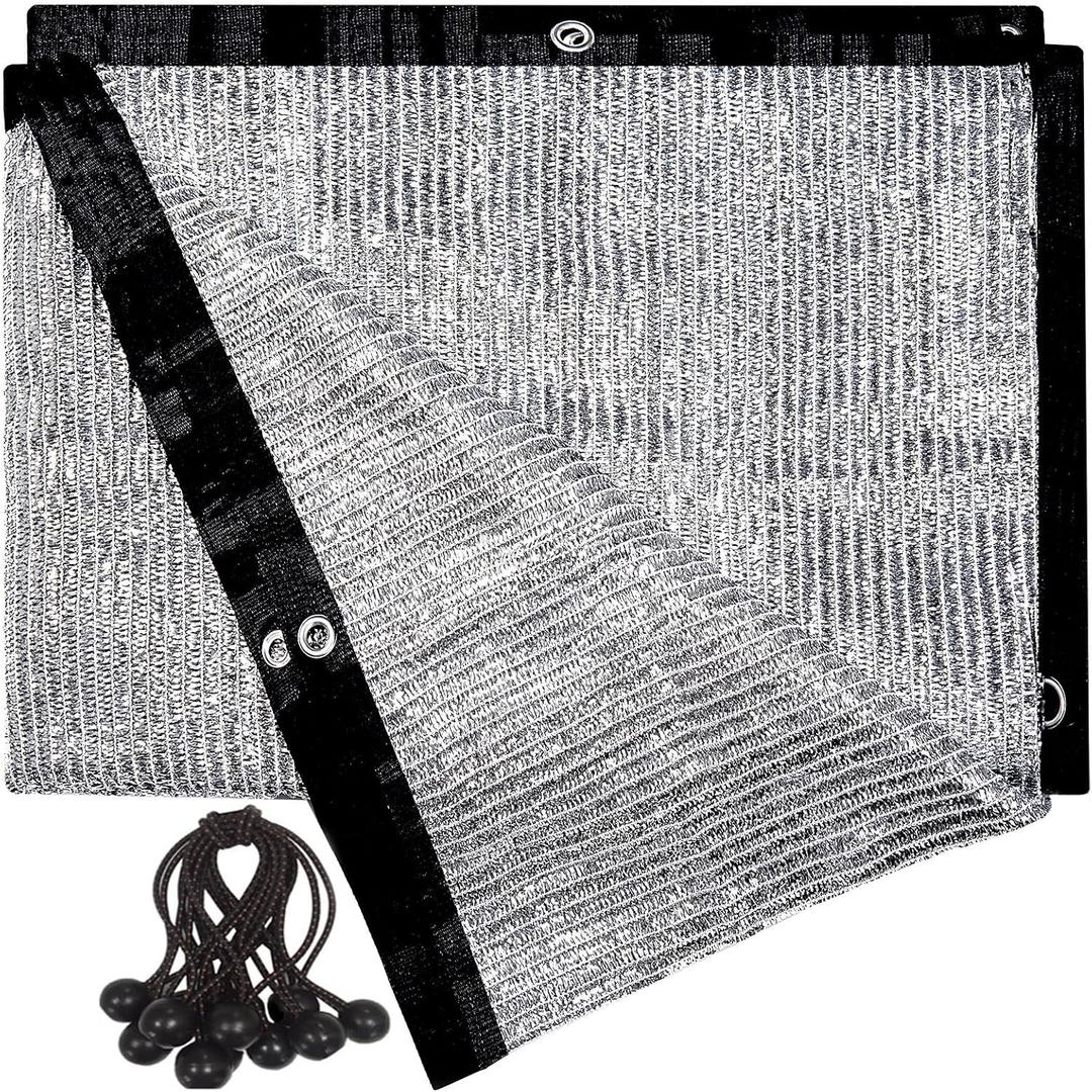 70% Aluminum Shade Cloth 13 FT x 24 FT, Durable Mesh Silver Tarps with Grommets and Ball Bungee,Reflective Sun Shade Net Cover for Pet Shade, Car Cover, Patio Garden, Pergola, Plants Growing, Pools