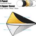 Fotoconic 43 Inch/110cm Light Reflector Disc 5-in-1 Collapsible Multi-Disc with Bag - Translucent, Silver, Gold, White and Black for Studio Photography Lighting and Outdoor Lighting