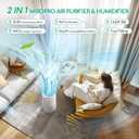 Afloia 2-in-1 Air Purifier & Humidifier Combo, Advanced 3-Stage Filtration, Whisper-Quiet Operation, Auto Shut-Off, 7-Color LED Light, Ideal for Pet Allergies & Smoke (White)