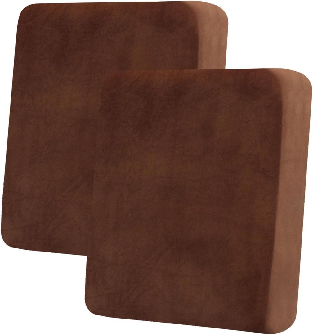 hyha Velvet Couch Cushion Covers, Soft Sofa Seat Covers for sectional 2 Cushion Couch Washable, Magic Sofa Slipcover with Elastic Bottom, Non-Slip Furniture Protector for Pets, Kid,(2PC, Brown)