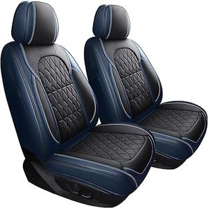 Aierxuan 2Pcs Front Car Seat Covers Full Coverage, Faux Leather Universal Fit Jeep Liberty Renegade Compass Buick Encore Envision Ford Ecosport Ranger Maverick Cadillac, Black-Blue