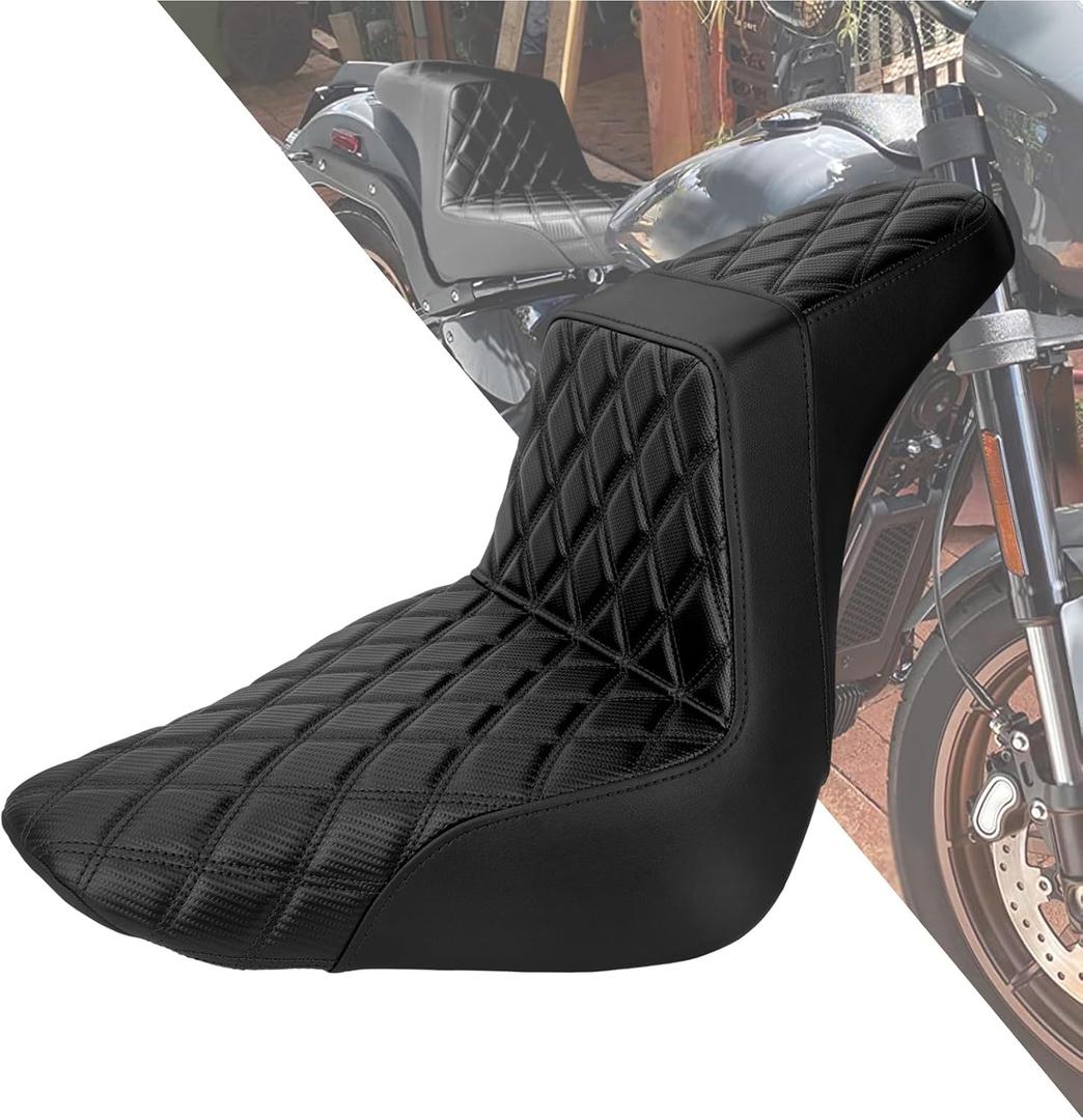HDBUBALUS Driver Passenger Seat Motorcycle Two-Up Seat Fit for Harley FLSTF FXBRS Softail Fatboy 2018-2025 Breakout 2023-2025 (Black Stitching)