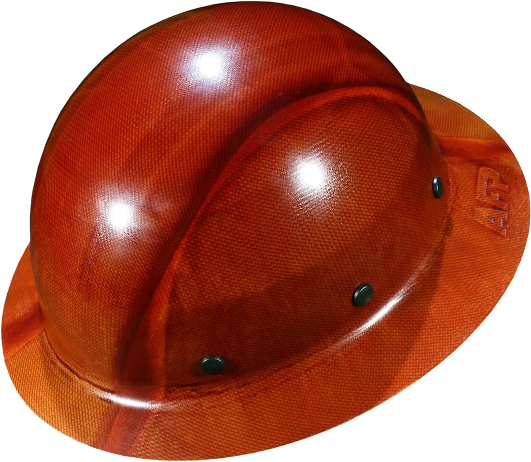 AFP Fiber Full Brim Hard Hat | 6 Point Ratchet Suspension | OSHA & ANSI Rated (Natural Tan)