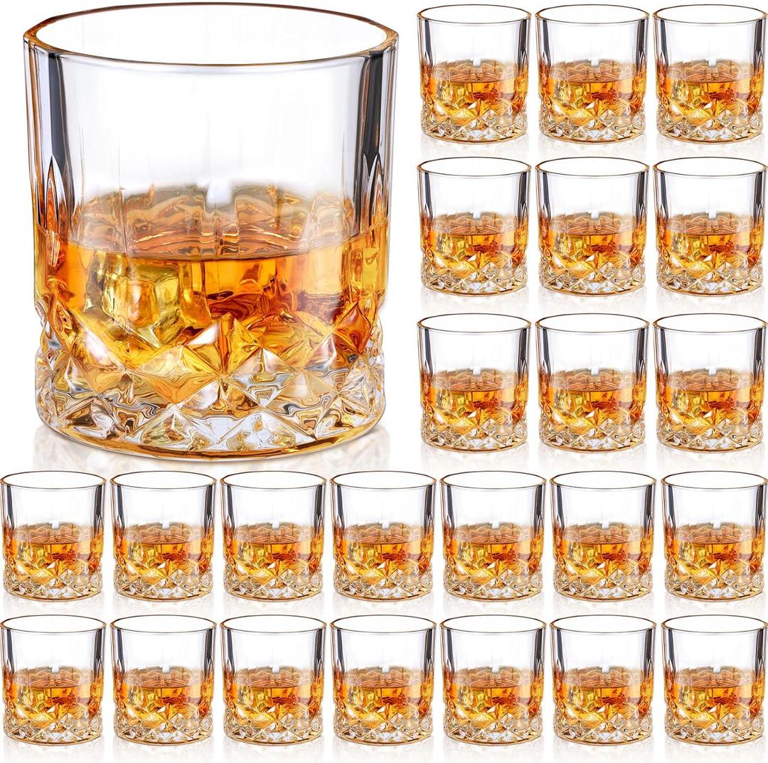 Yaomiao 24 Pcs Old Fashioned Whiskey Glasses Bulk 7 Oz Heavy Base Bourbon Glass Cocktail Rocks Glasses for Whiskey Bourbon Liquor and Cocktail Drinks Gift (Multicolor)