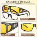 FIMILU 2PCS Night Driving Glasses Night Vision Glasses Fit Over Wrap Around Anti Glare Polarized Glasses for Men Women