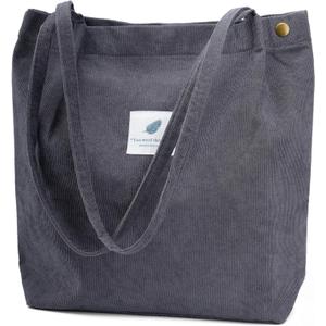 Corduroy Tote Bag Cute Tote Bags for Women Shoulder Bag with Inner Pocket for Work Beach Travel and Shopping Grocery