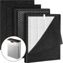 2 Pack KJ190L Replacement Filter,Compatible with MOOKA KJ190L Pet Air Purifier,Suitable for Large Room with 2000 Ft, 2 H13 True HEPA Filters & 4 Washable Pre-Filters for Pet-raising family