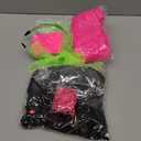 I Love The 80's Disco Outfits Costume Accessories for Women Shoulder Top Headband Earring Necklace for Halloween Party (Rose Red, Neon Green, Small)