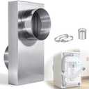 OEM 84049 Periscope Dryer Vent Connector Kit, Upgraded 304 Stainless Steel, Adjustable 0-5 Telescoping Dryer Vent Duct, Fits Tight Spaces with Slim Flat Design, 4in Dryer Vent Duct Hose Pipe Adapter