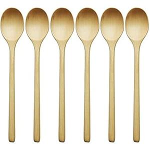 Wooden Spoons for Eating, ADLORYEA 9-inch Small Wooden Soup Spoon Mixing Stirring Tasting, 6-Piece Wood Spoons for Soup and Korean Food, Eco-friendly Non-Stick Wooden Eating Utensils