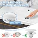 Bathroom Sink Stopper for 1.06-1.50, 2 Pack Pop Up Sink Drain Stopper with Hair Strainer Universal Bathroom Sink Drain Plug, Magnetic Split Design, Easy to Clean (Silver)