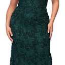 Xscape Women's Xscape Women's Soutache Lace V-Neck Off the Shoulder Floor Length Dress (Green), 10 Petite, Hunter Green