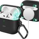 ESR for AirPods 4 Case (HaloLock), Compatible with AirPods 4th Generation Case (2024) (USB-C), Compatible with MagSafe, Full Drop Protection Cover with Carabiner, Magnetic Lid Lock, Black