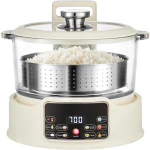 3L Low Carb Rice Cooker, Multifunctional Auto-Lift Low Sugar Rice Cooker (White)