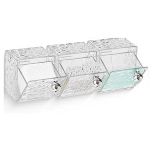 Qtip Holder Dispenser, 3 Pack Wall Mounted Plastic Cotton Pad Holder, Cotton Ball, Swabs, Floss, Makeup Organizers Containers for Vanity Bathroom