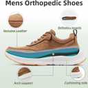 OrthoComfoot Men's Orthopedic Leather Dress Walking Shoes: Comfortable Arch Support Oxfords for Plantar Fasciitis, Casual Orthotic Thick Sole Sneakers for Foot and Heel Pain Relief