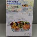 LIMOEASY Chilled Serving Tray, 15" Clear Plastic Party Platter with 4 Compartments, Ice Serving Bowl with Lid, Shrimp Cocktail Serving Dish, Cold Food Buffet Server for Fruit, Veggie, Appetizer, Sushi