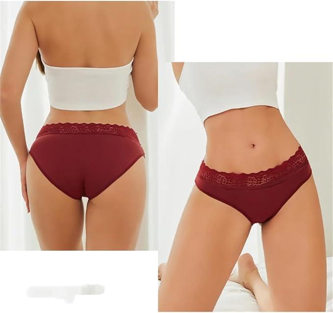 5Pcs/Set Lace Cotton Briefs Set for Women Seamless Solid Color Underwear Fashion Intimate Lingerie L Assorted