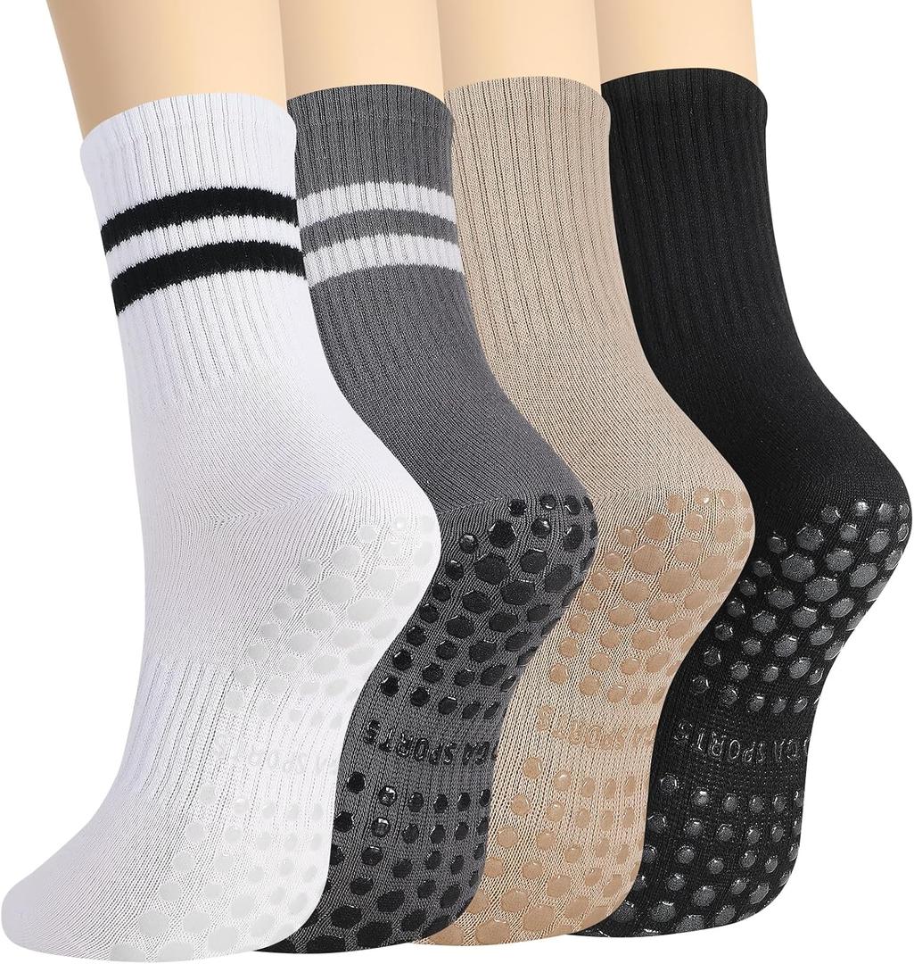 Striped Pilates Socks with Grips for Women