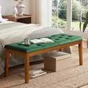 MILCIL Ottoman Bench Oversized Entryway Shoe Bench Seat Velvet Green