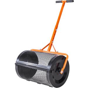 VEVOR Compost Spreader, 24 in Wide Peat Moss Spreader with T Shaped Handle, 3 Heights Adjustable, Powder-Coated Steel Garden Peat Moss Roller, Heavy Duty Grass Seed Spreaders for Planting Seeding (49, Black)