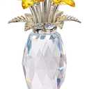 Desk Decor Crystals Forget Me Not Flower Figurine, Glass Flowers Decor Birthday Gifts for Women&Friend, Glass Figurines Collectibles (Yellow)