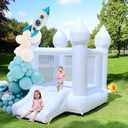White Bounce House Indoor Outdoor Bouncy Castle for Kids Ages 3-8 Oxford Toddler Bounce House with Slide Balloon & Blower for 2 Kids,103 x 71 x 90 inch,Children's Birthday Party Gifts