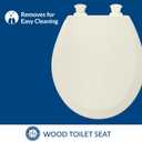 Bemis 500EC Durable Wood Toilet Seat with Easy Clean Hinges, Made in USA, Round, Biscuit