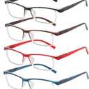 Przene Reading Glasses for Men Women Blue Light Blocking Readers Spring Hinges Lightweight Style Pack