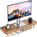 Monitor Stand Riser, 24 Inch Wood Desk Organizer with Monitor Stand & Storage Computer Monitor and Laptop Riser Multifunctional Laptop Stand Desk Organizer for Office Home Screen/Laptop/PC (Walnut)