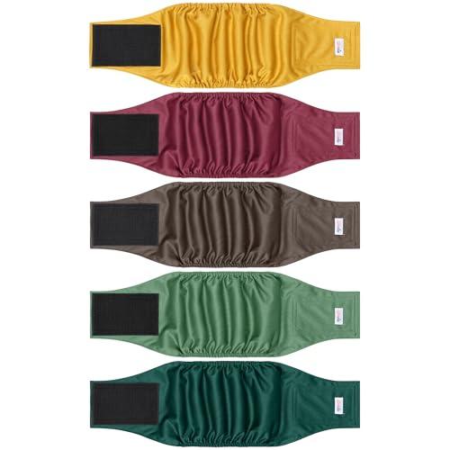 5 Pack Dog Diapers Male Reusable, Premium Belly Bands for Dogs, High Absorbing Male Dog Pee Wraps for Doggie in Incontinence or Excitable Urination Red XXL