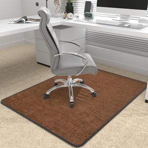 Heavy Duty Office Chair Mat for Carpet and Hardwood Floor Bohemian Desk Chair Mat Rug 36'' x 48'' Jacquard Woven Surface Floor mats for Office Home (Corduroy-brown)