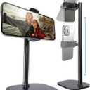 Cooper ChatStand Adjustable Cell Phone Stand for Desk & Video Recording, Rotating Cell Phone Holder for Desk for All iPhone, Samsung, Android, 9-14" Face-Level Metal Desktop Tripod (Night Black)