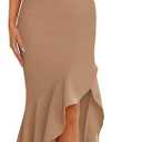 PRETTYGARDEN Wedding Guest Dresses for Women 2026 Summer Formal Gala Maxi Dress Ruffle Mermaid Cocktail Long Dresses (Beige, XL)