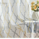 Gold Yellow/Grey Sheer Window Curtain Panels 63 Inches Length 52'' W, 2 Panels Light Filtering Grommet Top Voile Drapes for Living Room, Geometric Patterned Privacy Protect Window Treatments