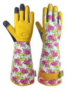 MSUPSAV Long Gardening Garden Gloves for Men&Women,Work Glove for Thorn-proof & Puncture Resistant Yard Work,Gifts (Large, Rose) : Patio, Lawn & Garden