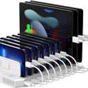 Unitek Multi Charging Station, 10-Port USB Charger for Multiple Device with SmartIC Tech and Adjustable Dividers, Organizer Stand Compatible with iPad, Tablet, Kindle, iPhone (60W,White)