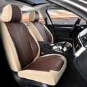 FLORICH Front Seat Covers 2 Pieces Universal Seat Cover for Cars Breathable Leather Waterproof Car Seat Cover Driver Seat Cover Automotive Car Seat Cushion Fit for Most Cars SUV Trucks, Beige&Coffee