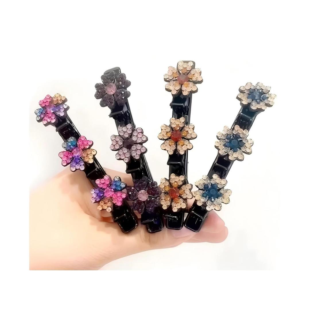 4pcs Sparkling Barrette Braided Hair Clips for Women Rhinestone Hair Clip for Short and Long Hair for Thick and Fine Hair Hair Styling Accessories for Holiday Party Birthday Gifts for Women